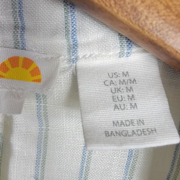 C&C California Women's Medium 100% Linen Roll Tab Striped Blazer - Picture 3 of 8
